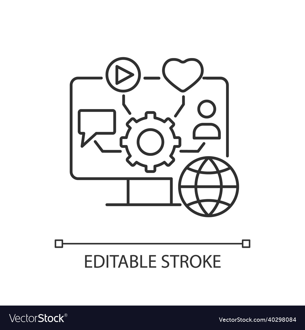 social media management linear icon vector 40298084